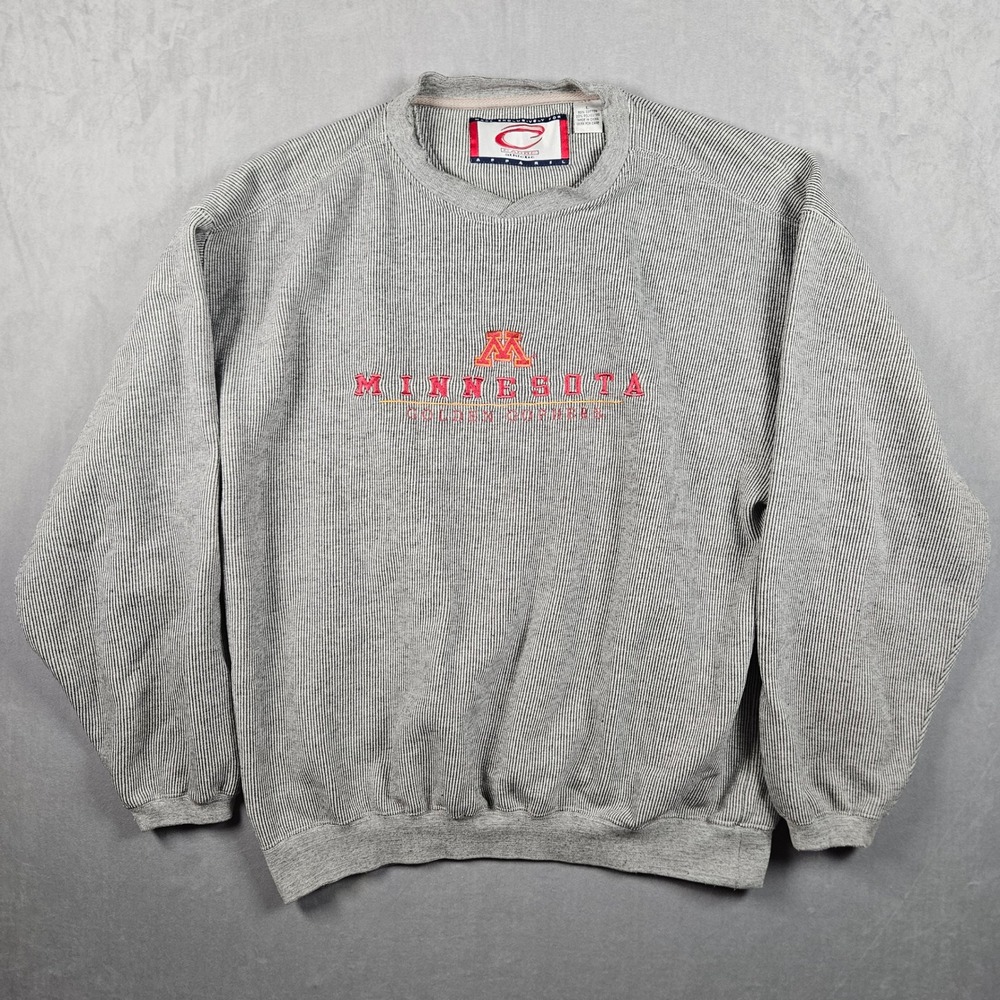 Vintage Minnesota Golden Gophers Sweatshirt Mens Large Gray Fleece Lined Y2K